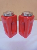 Large Red Ceramic Salt & Pepper Shaker Set