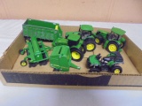 Group of 7 John Deere 1:64 Scale Tractors & Implaments