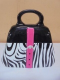 Ceramic Zebra Print Purse Bank