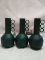 Qty 3 Metal Green Vase 4.1” x 4.1” x 8.9”