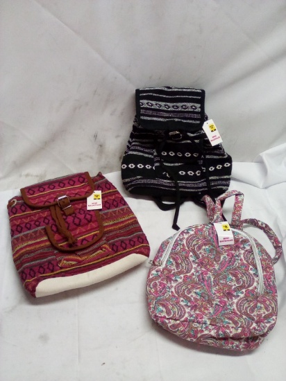 Lot of 3 Assorted Print Mini Backpacks
