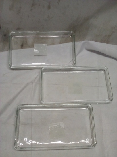 Set of 3 Clear Glass 8”x4.5”x1” Storage Trays