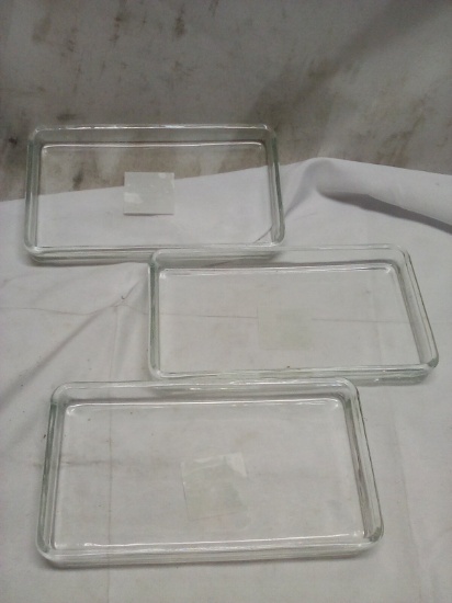 Set of 3 Clear Glass 8”x4.5”x1” Storage Trays