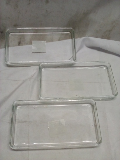 Set of 3 Clear Glass 8”x4.5”x1” Storage Trays