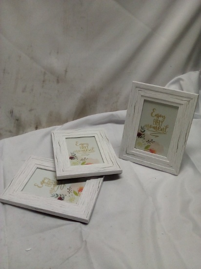Lot of 3 White Farm Wood 4”x6” Picture Frames