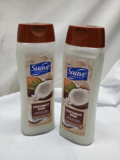 Pair of 18FlOz Suave Essentials Coconut Kiss Gentle Body Washes