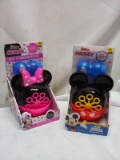 Pair of Disney Junior Mini Bubble Machines- (1) Minnie, (1) Mickey