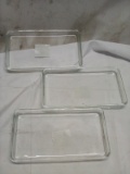 Set of 3 Clear Glass 8”x4.5”x1” Storage Trays