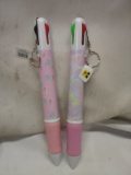 Qty 2 Giant Multi Ink Color Pen/ Keychain approx 10”