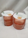 2 Packs of 2 Orange/Coral Stackable Catchall Glass Bowls