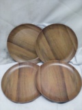 Qty 4 Wood Melamine Dinner Plate 10.5” x 10.5”