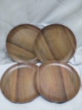 Qty 4 Wood Melamine Dinner Plate 10.5” x 10.5”