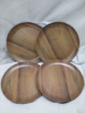 Qty 4 Wood Melamine Dinner Plate 10.5” x 10.5”