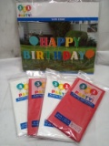 Happy Birthday Yard Sign/ Qty 4 Plastic 54” x 108” Table Cover