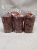 Qty 3 Unscented Wavy Pillar Candle 4”