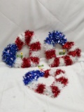 Lot of 3 Hanging TrueLiving Outdoors Patriotic Tinsel Hearts