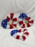 Lot of 3 Hanging TrueLiving Outdoors Patriotic Tinsel Hearts