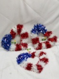 Lot of 3 Hanging TrueLiving Outdoors Patriotic Tinsel Hearts