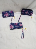 Lot of 3 Blue Floral Wristlet Style Wallets