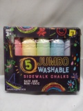 5Pc Washable Jumbo Sidewalk Chalks for Ages 3+