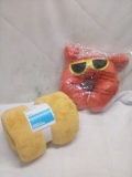 2Pc Comfort Set- (1) 50”x60” Throw Blanket, (1) Decorative Neck Pillow