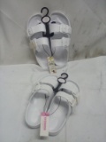 2 Pairs of Womens Small (5/6) Slide-on White Sandals