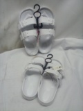 2 Pairs of Womens Medium (7/8) Slide-on White Sandals