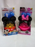 Pair of Disney Junior Mini Bubble Machines- (1) Minnie, (1) Mickey