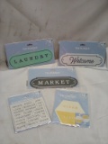 5Pc Lot of Assorted Magnets and Tin Plaques