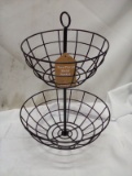 10”x10”x14” Black Metal 2-Tier Basket