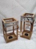 Pair of Wood Framed Lanterns