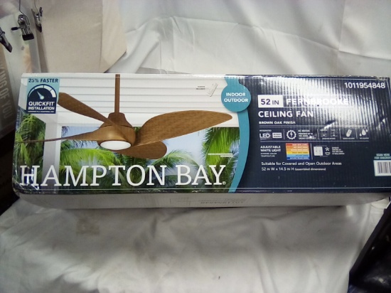 52” Brown Oak Finish Ceiling Fan Indoor/Outdoor