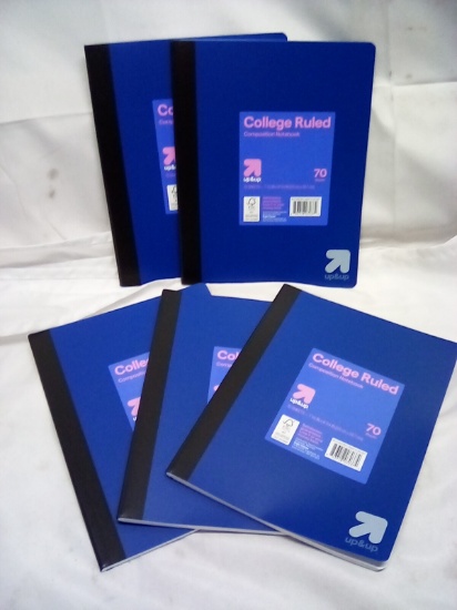 Qty 5 College Ruled 70 Sheet Composition Notebook