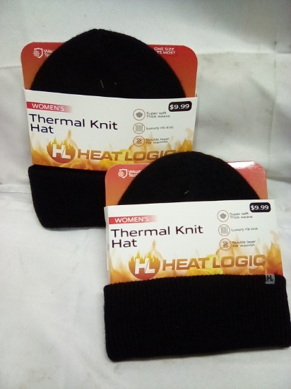 Qty 2 Womens Heat Logic Thermal Knit Hat