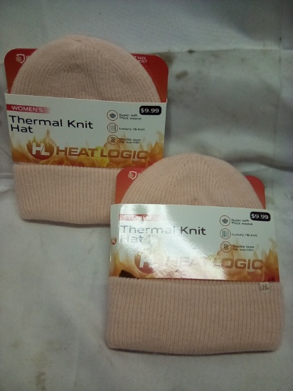 Qty 2 Womens Heat Logic Thermal Knit Hat