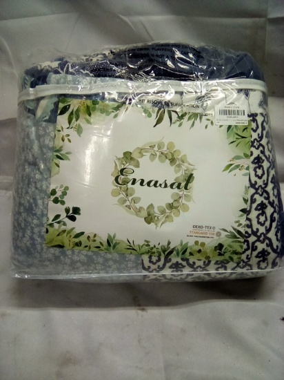 Enasal Cotton Blue Patchwork Quilt Size King
