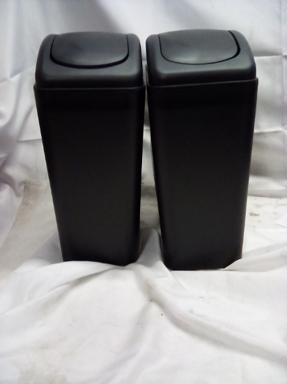 Small Black Bathroom Size Trash Cans Qty 2