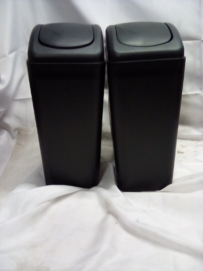 Small Black Bathroom Size Trash Cans Qty 2