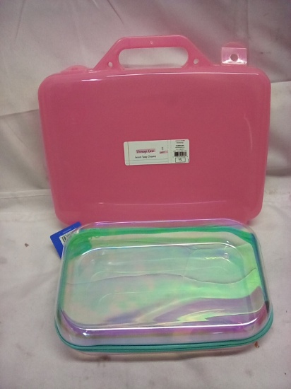 Storage Case with secure snap closures/ Zip Up Hard Pencil Case