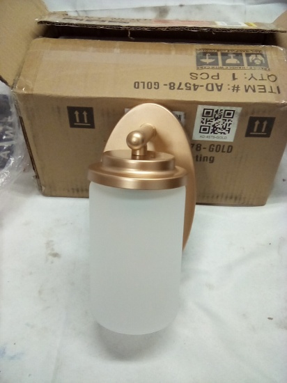 Gold Tone Light Fixture with Glass Shade