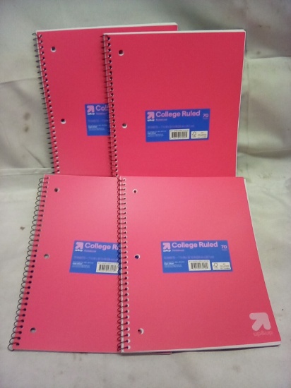 Qty 4 College Rule 70 Sheet Notebook