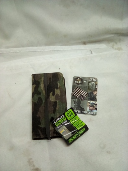 Canvas Wallet Cell Case and Tac Gear Pin