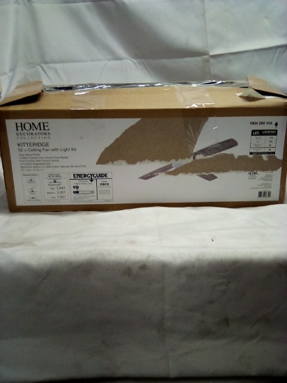 52” Ceiling Fan with Light Kit Gray Wood Finish Hand Carved Blades