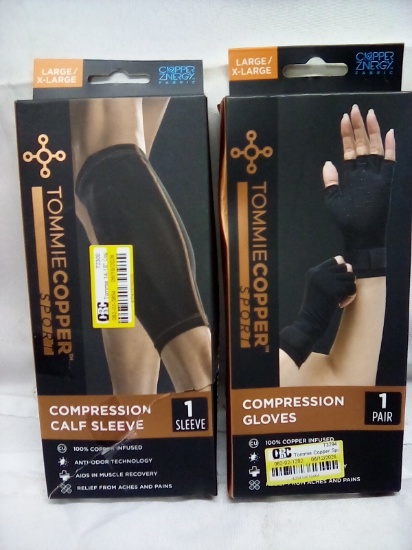 Tommie Copper Sport Compression Gloves/ Calf Sleeve Large/X Large