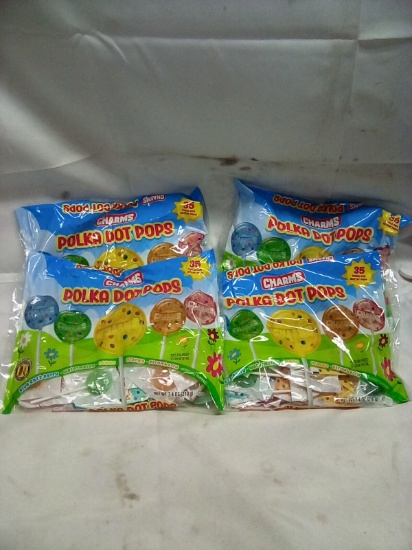 Charms Polka Dot Pops 35 Suckers in Each Bag Qty 4 Bags