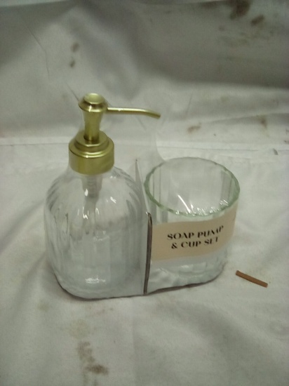 Glass Soap Pump and Cup Set