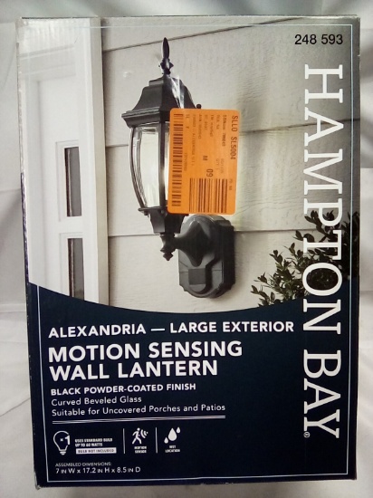 XL Exterior Motion Sensing Wall Lantern Black Finish 7” x 17.2” x8.5”