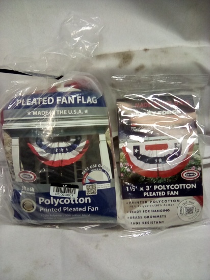 Qty 2 Pleated Fan Flag 1.5’x3’/3’ x 6’