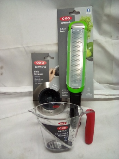 OXO Zester 2 Cup Measuring Cup Sink Strainer