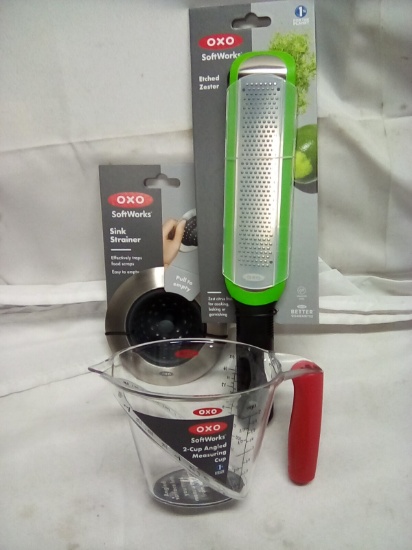 OXO Zester 2 Cup Measuring Cup Sink Strainer
